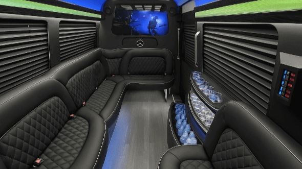 Interior of Knoxville Party Bus Company's 14 Passenger Sprinter Limousine in Knoxville