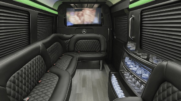 Interior of Charter Bus Company Lexington's 14 Passenger Sprinter Limousine in Lexington