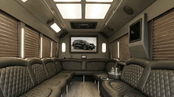 Interior of Knoxville Party Bus Company's 20 Passenger Party Bus in Knoxville