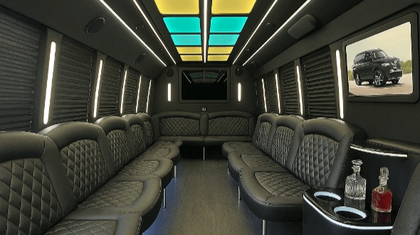 Interior of Charter Bus Company Nashville's 20 Passenger Party Bus in Nashville