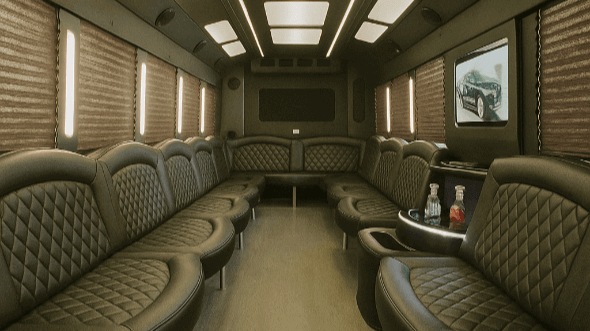 Interior of Charter Bus Company Cleveland's 30 Passenger Party Bus in Cleveland