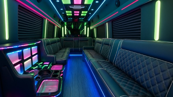 Interior of Charter Bus Company Lexington's 40 Passenger Party Bus in Lexington
