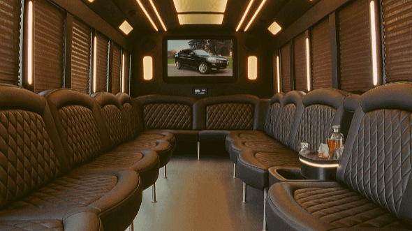 Interior of Charter Bus Company Greenville's 50 Passenger Party Bus in Greenville