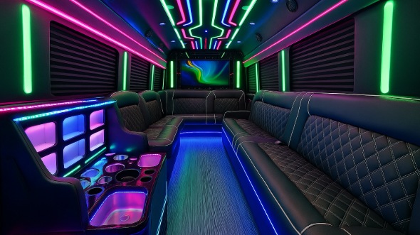 Interior of Charter Bus Company Kingsport's 50 Passenger Party Bus in Kingsport