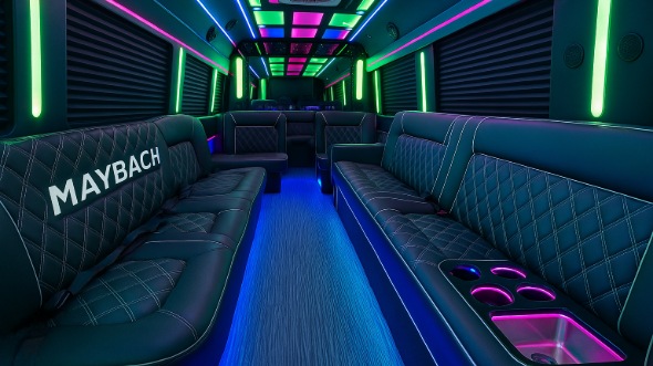 Interior of Knoxville Party Bus Company's 50 Passenger Party Bus in Knoxville