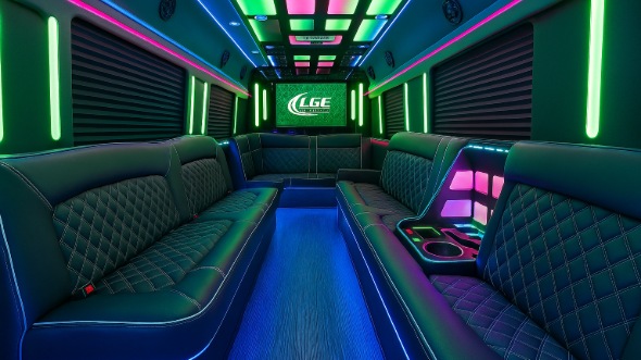 Interior of Charter Bus Company Nashville's 50 Passenger Party Bus in Nashville