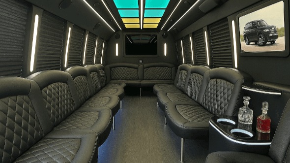 Interior of Charter Bus Company Spartanburg's 50 Passenger Party Bus in Spartanburg